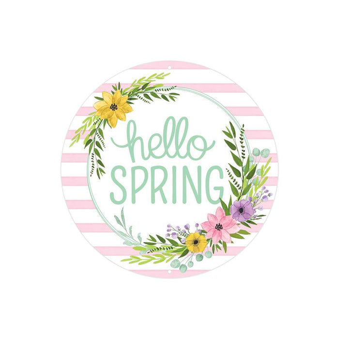 8"Dia Hello Spring Floral Wreath White/Pink/Mint/Green/Yellow MD0947