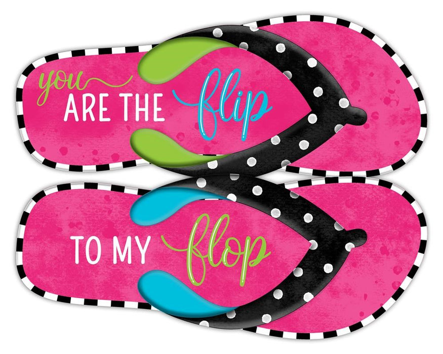 12.75"Hx10"L Metal Flip To My Flops  Black/White/Pink/Lime/Turquoise  MD0965