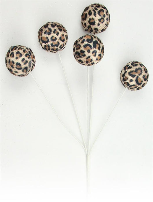 21.5"L Leopard Fabric Ball Spray  Beige/Black/Brown  MN018401