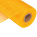 Partially unrolled, the 10 Gold Gold Two Tone Deco Poly Mesh RE130048 reveals its grid-like pattern with vibrant yellow and hints of gold. Made from polypropylene fabric, the roll core is visible against a clean white background.