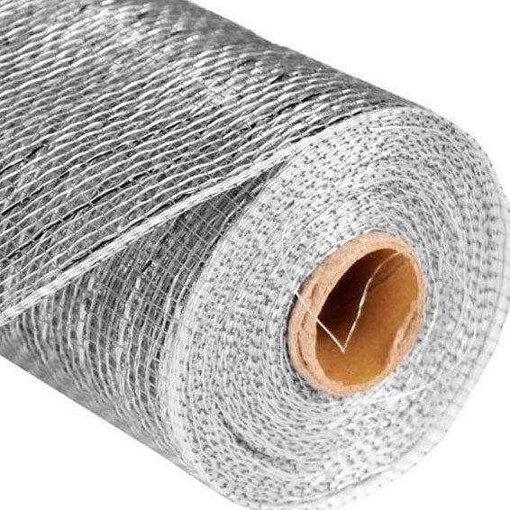 10" Silver Metallic Deco Poly Mesh RE130126