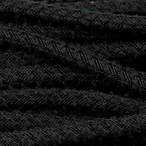 Close-up of Deco Flex Tubing Black Snowdrift RE322402, highlighting its textured braided design reminiscent of black cords. These parallel cords fill the frame with an elegance perfect for holiday creations.