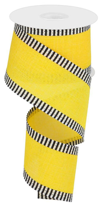 2.5"X10Yd Royal Burlap/Thin Stripe  Sun Yellow/Black/White  RG088568N