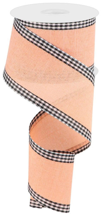2.5"X10Yd Royal Burlap Gingham Edge  Peach/Black/White  RGA1099ET