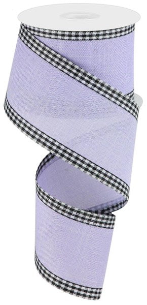 2.5"X10Yd Royal Burlap Gingham Edge  Lt Lavender/Black/White  RGA1099NR