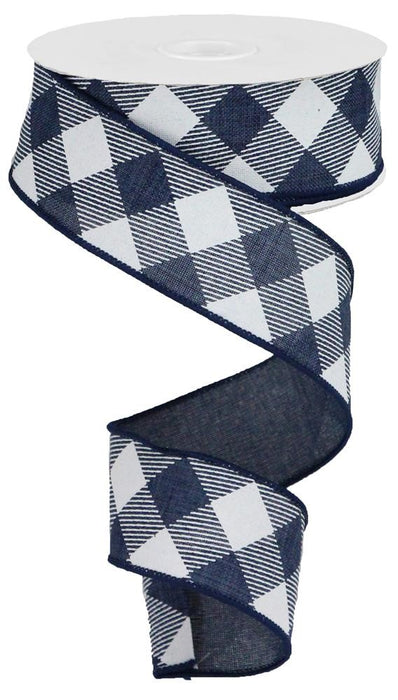 1.5"X10Yd Diagonal Check On Royal  Navy Blue/White  RGA126419