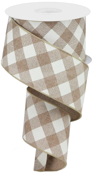 2.5"X10Yd Diagonal Check On Royal  Light Beige/Ivory  RGA127401