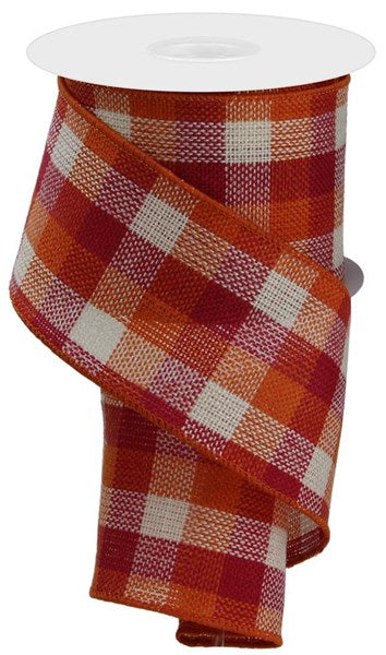 2.5"X10Yd Woven Check  Burgundy/Orange/Cream  RGA192535