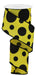 The 2.5X10Yd Giant Three Size Dot/Pg Fabric Yellow/Black RGA194329 ribbon, featuring a yellow background with large black polka dots, is partially unwound to display its vibrant pattern.