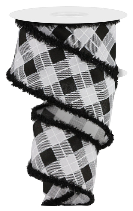 2.5"X10Yd Diagonal Check/Drift White/Black RGA897127