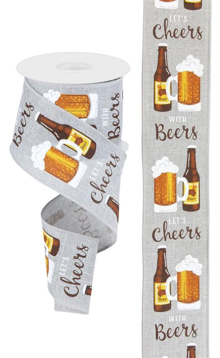 2.5"X10Yd Cheers With Beers  Lt Grey/White/Gold/Rust/Brown  RGC125710