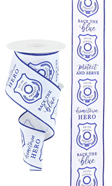 2.5"X10Yd Police Badge On Royal White/Blue RGC134327