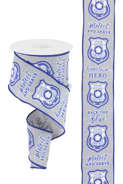 2.5"X10Yd Police Badge On Royal  Lt Grey/Blue/White  RGC13435X