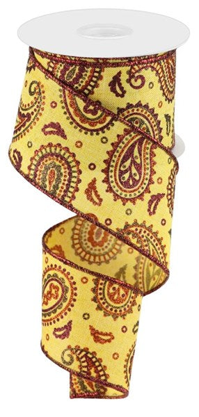 2.5"X10Yd Paisley On Royal  Mustard/Brown/Copper/Burgandy  RGC137657