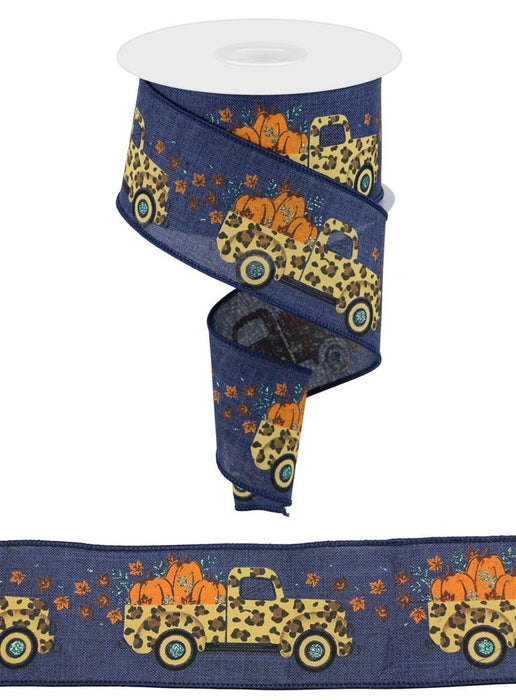 2.5"X10Yd Leopard Truck/Pumpkins/Ryl  Navy/Dark Gold/Brown/Black/Orange  RGC160119