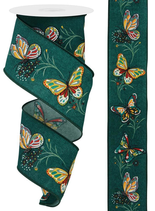 2.5"X10Yd Butterfly/Branches  Dark Teal/Multi  RGE1110H3