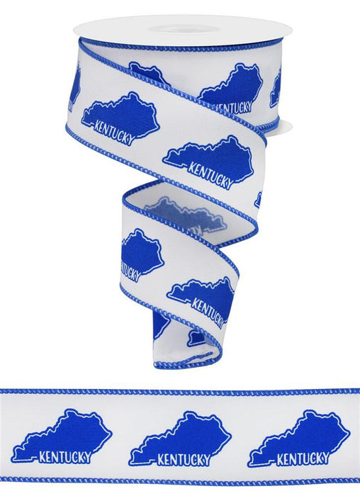 1.5"X10Yd Kentucky Silhouette/Diagonal  White/Blue  RGE125927