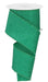 A partially unrolled spool of 2.5X10Yd Fine Glitter On Royal Jadeite ribbon (RGE1381T4) in green, featuring wired edges and a glittery finish.