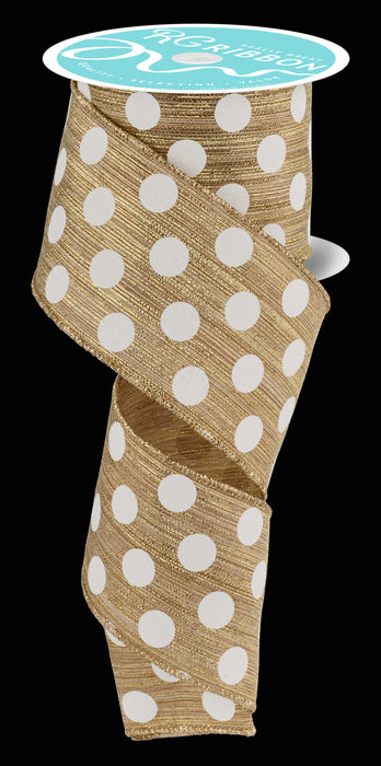 2.5"X10Yd Medium Polka Dot Gold/White RGE148808