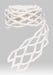 A partially unrolled 118L Flocked Snow Net Ribbon White W/White Mica (RN5087) with a fluffy mesh texture is displayed on a plain gray background, adding a delicate white accent to décor or craft projects.