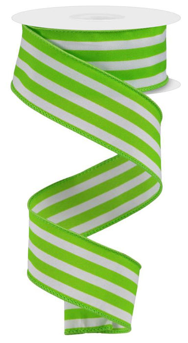 1.5"X10Yd Vertical Stripe  White/Lime Green  RX9135F5