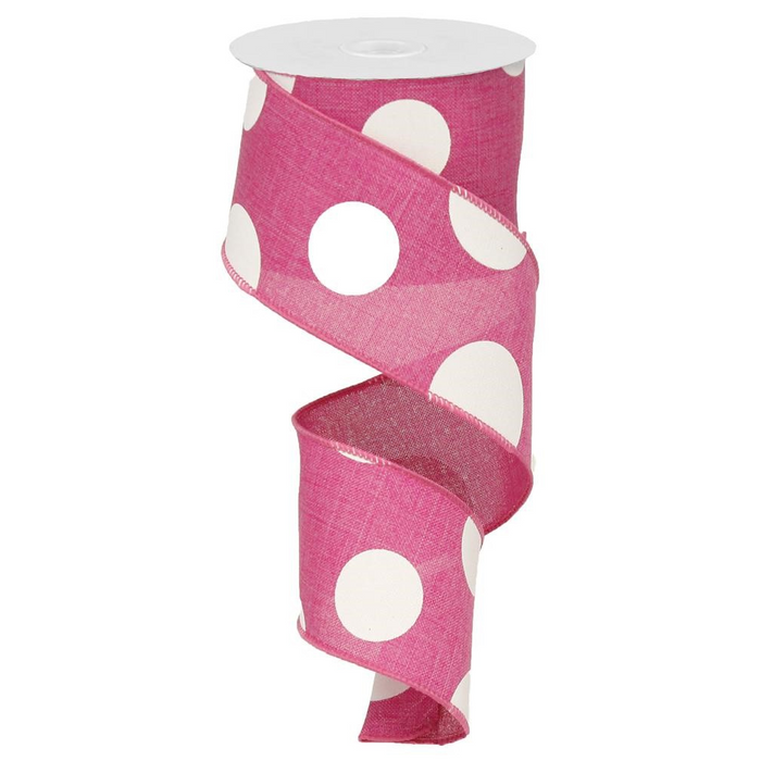 2.5" Large Multi Dot Fuchsia White Ribbon RX9143TN