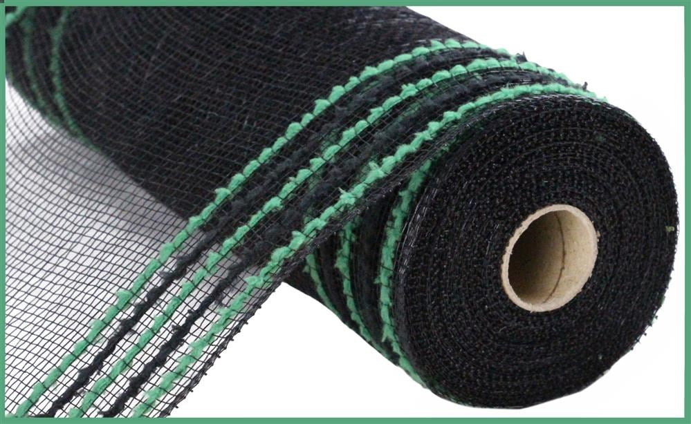 10.25"X10Yd Drift/Pp Wide Border Mesh  Black/Emerald Green  RY8116N5