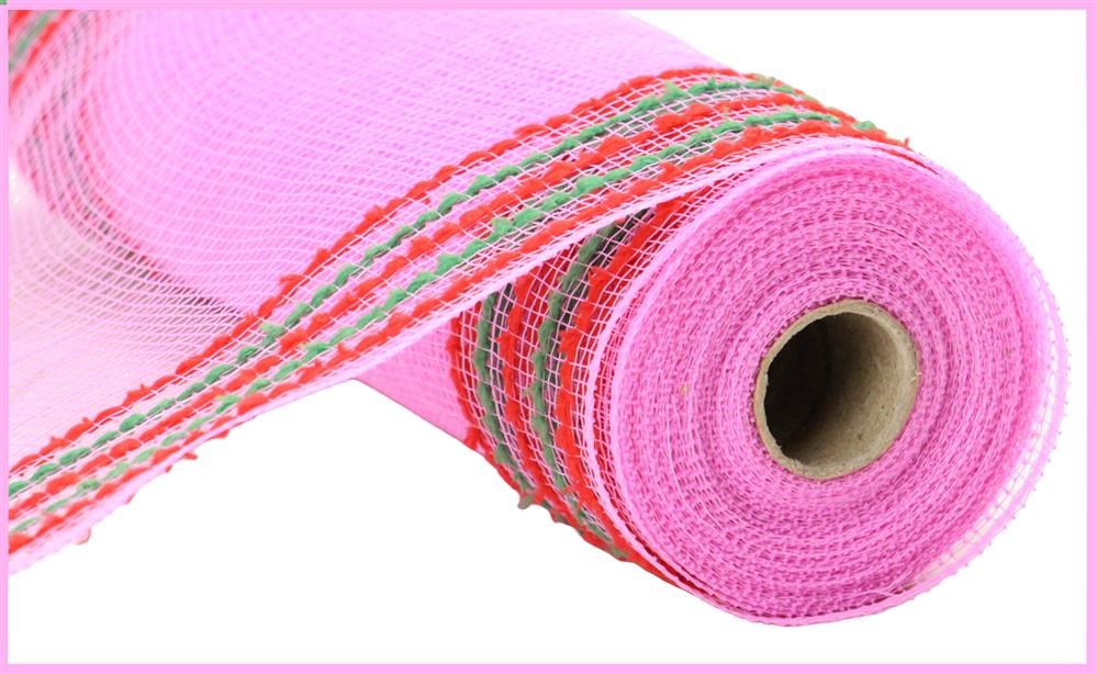 10.25"X10Yd Drift/Pp Wide Border Mesh  Pink/Red/Emerald Green  RY8116R4