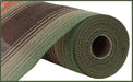 A close-up of the 10.25 x 10Yd Faux Jute Ombre Mesh Brown/Natural/Orange/Moss (RY8336EA), partially unrolled to highlight its woven texture and cylindrical form.