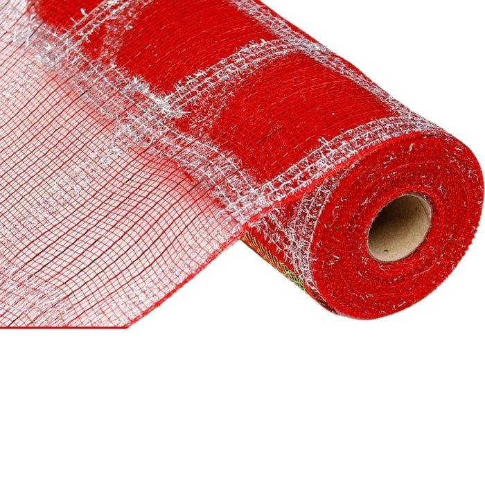 10.5" Red Silver Wide Tinsel Foil Mesh RY840269