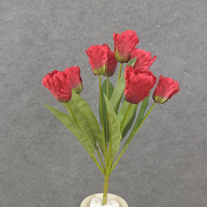 17" Parrot Tulip Bush With 9 Stemsred  SB2376-RED
