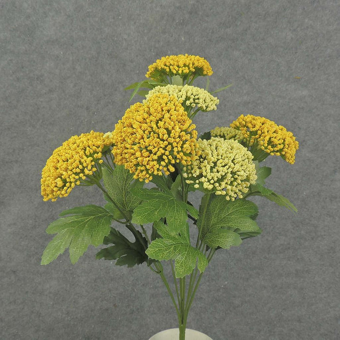 17" Queen Ann'S Lace Bush Yellow With 9 Stems  SB8002-YEL