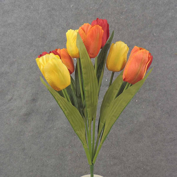 19" Tulip Bush  Orange/Red/Yellow With 9 Stems  SE0008-ORY