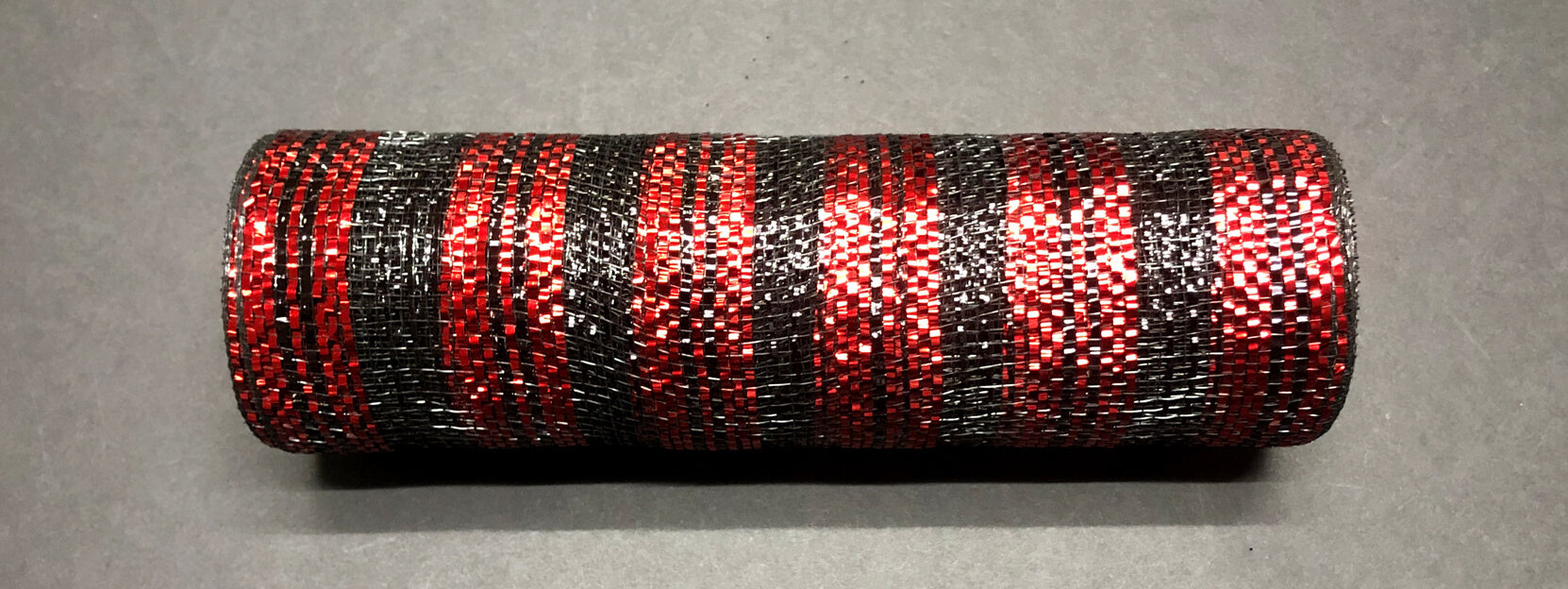 Black-Red Metallic Stripe Mesh, 10"X10Y  Mesh  XB108810-13