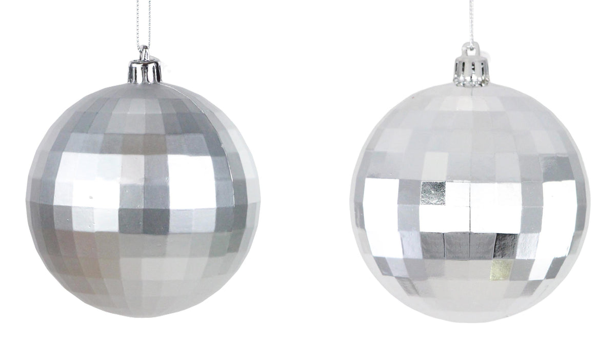 100Mm Disco Ball Ornament Set of 2 Silver XJ520126