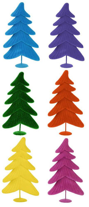17"Hx10"L Flocked Whimsical Tree 6 Assorted Bright Colors XT858899