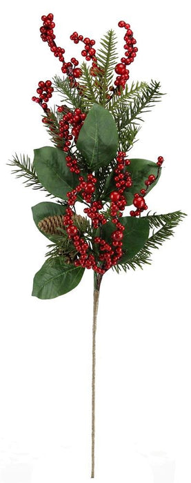 32"L Berry/Pine/Magnolia Leaf Spray Red/Tt Green/Natural XX2290