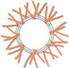 The Pencil Wreath Orange Non-Metallic 24" XX750420 features an evenly arranged round frame with multiple orange pipe cleaners radiating outward, all neatly displayed on a white background.