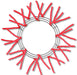 The Pencil Wreath Red Non-Metallic 24 XX750424 includes fluffy red chenille stems attached around the outer edge, fanning outward like rays. The circular frames empty center allows for endless creative wreath designs.