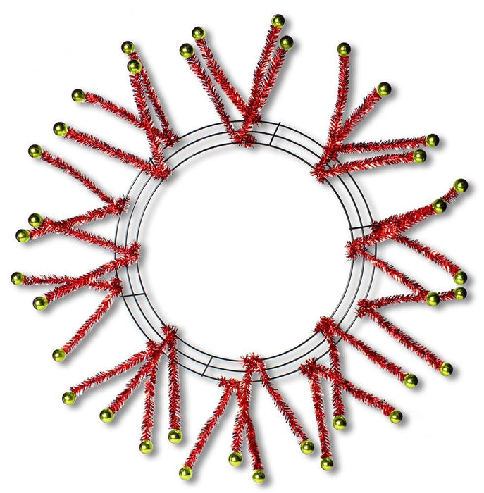 24" Red Metallic Pencil Wreath Lime Balls XX751542
