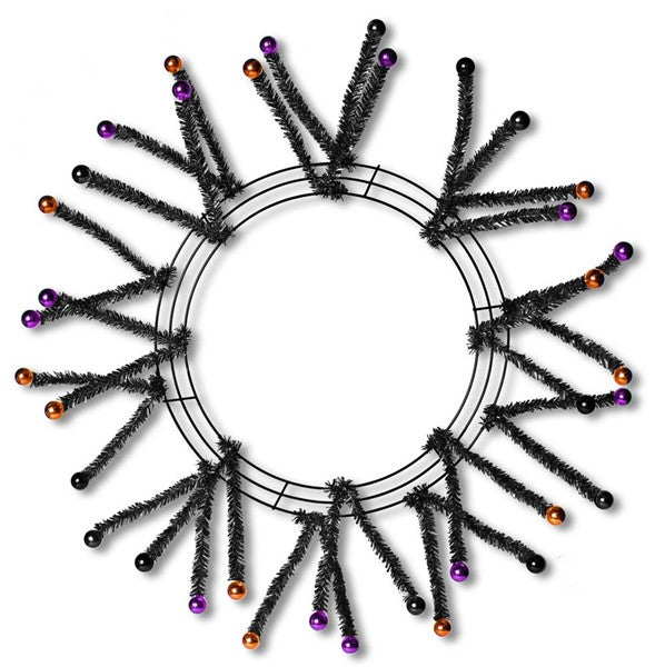 Black Metallic Pencil Work Wreath with Purple and Copper Balls XX751571