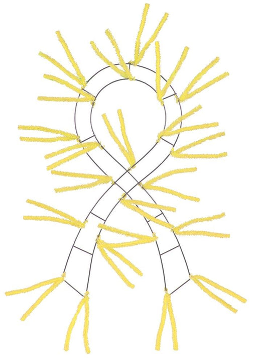 The 23.5 Support Ribbon Pencil Work Form Yellow features abundant yellow pipe cleaners for a vibrant sunburst pattern, lending it a lively and eye-catching appeal.