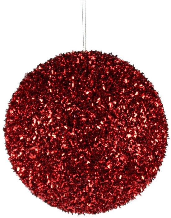 4" Red Cut Foil Glitter Ball Ornament XY652524