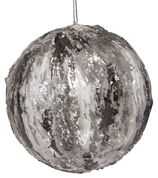 3.5" Hanging Ball W/Silver Leaf  Silver  XY790726