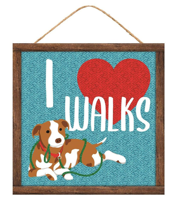 10" Square I Heart Dog Walks Sign AP7128