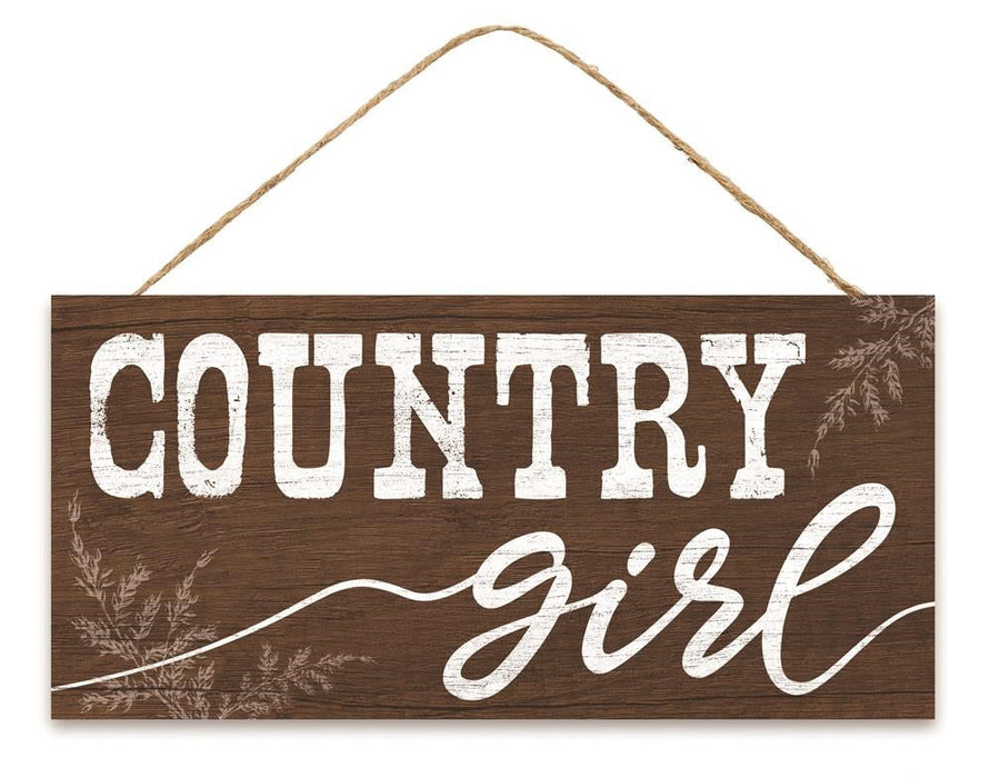 12.5"L X 6"H Country Girl Sign   Brown/White   AP7132