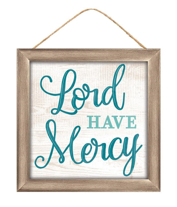 10"Sq Mdf Lord Have Mercy Sign  White/Tan/Lt Teal/Teal  AP7166