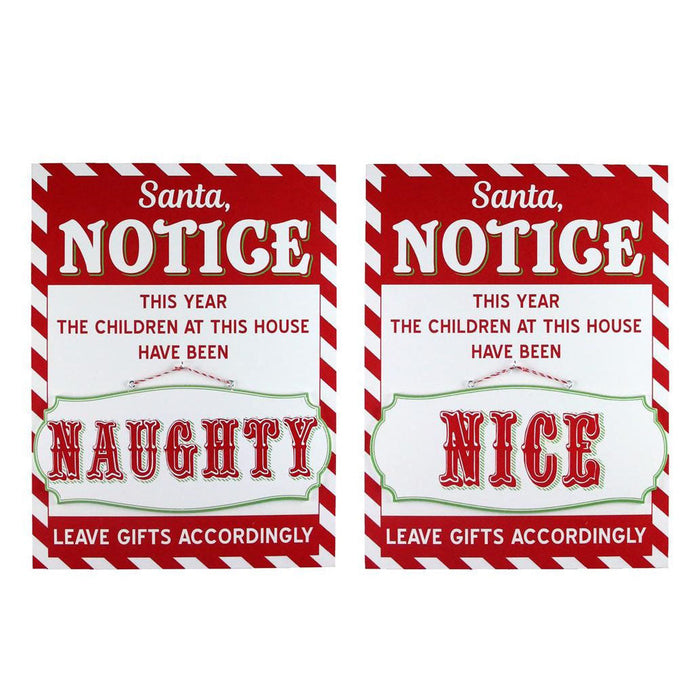 15.75" Santa Naughty or Nice Reversible Christmas Sign AP8200