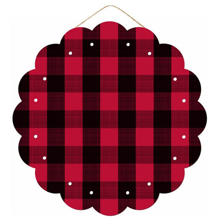21" Red Black Checked Scalloped Edge Sign AP858549