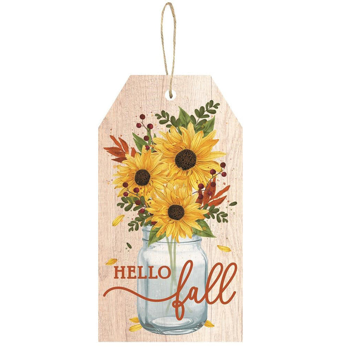 12" Hello Fall Sunflower Tag Sign AP8794